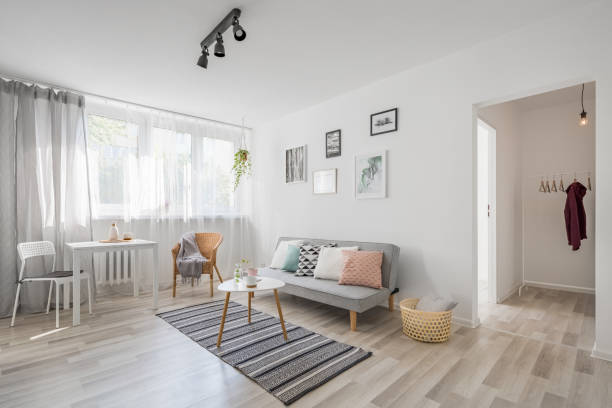 istock Spacious living room in scandinavian style 1141185434