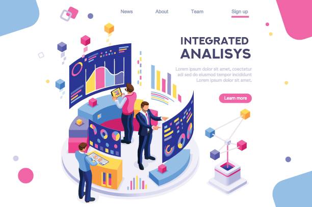 Management Interactive Analysis vector art illustration