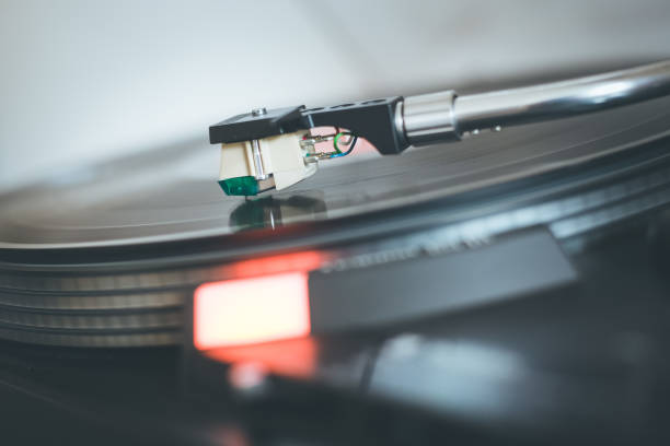 istock Playing retro music: Professional turnable audio vinyl record music player 1141188535