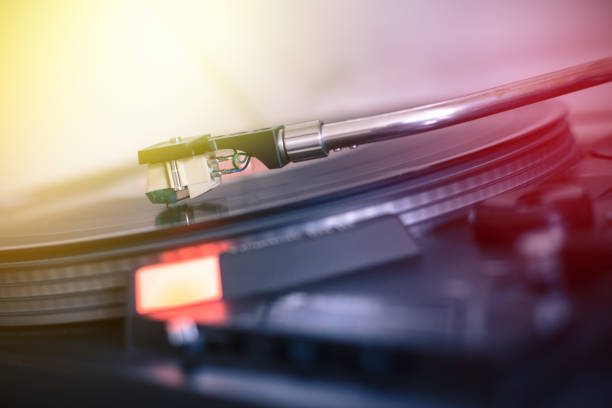 istock Playing retro music: Professional turnable audio vinyl record music player 1141188827