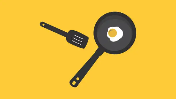Vector illustration of Fried Egg On Pan