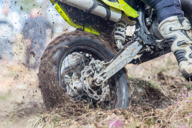istock motorcycle, throwing the country back wheel 1141191314