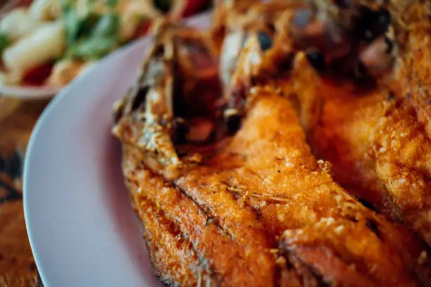 Photo of Fried Fish with Fish Sauce at Thai seafood market