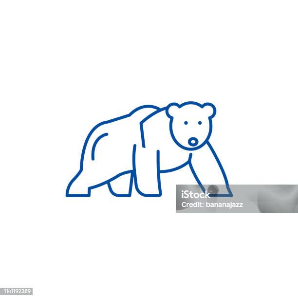Polar Bear Line Icon Concept Polar Bear Flat Vector Symbol Sign Outline Illustration Stock Illustration - Download Image Now