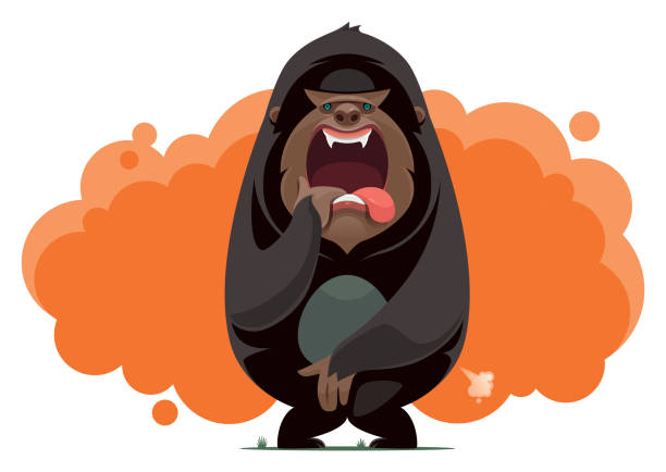 ilustraciones, imágenes clip art, dibujos animados e iconos de stock de gorila gritando - peer to peer illustrations