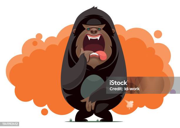 Gorilla Screaming Stock Illustration - Download Image Now - Urinating, Fart, Ape