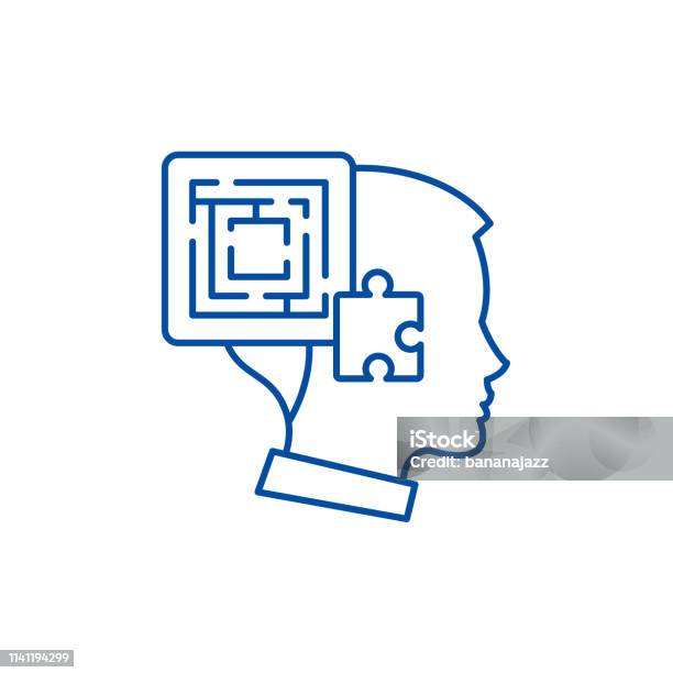 Problem Solving Line Icon Concept Problem Solving Flat Vector Symbol Sign Outline Illustration Stock Illustration - Download Image Now