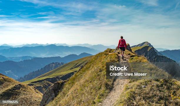 Hiking In The Allgaeu Alps Stock Photo - Download Image Now - Hiking, Mountain, Footpath