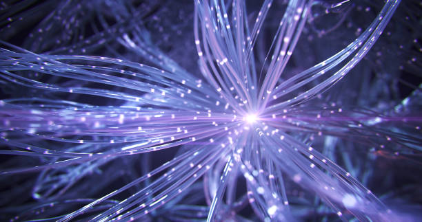 Artificial Intelligence / Computer Network / Nerve Cell (Purple) Highly detailed 3D rendering, perfectly usable for a wide range of topics like machine learning, the internet of things, network security or neuro science. robot wires stock pictures, royalty-free photos & images