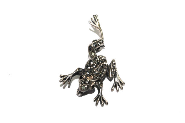 istock Cute Frog Vintage Brooch on White Background 1141197743