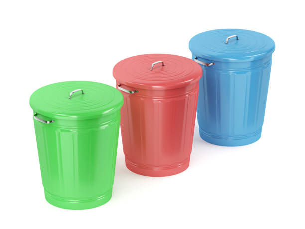 istock Green, red and blue trash cans 1141198289
