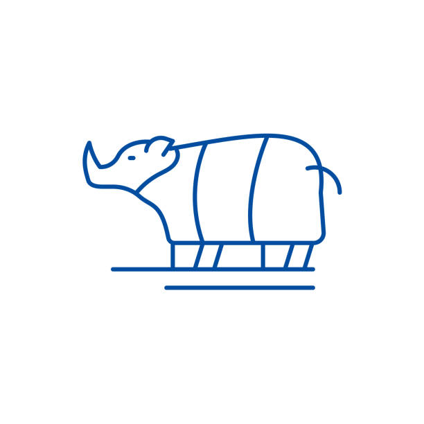 illustrazioni stock, clip art, cartoni animati e icone di tendenza di concetto di icona della linea rhinoceros. simbolo vettoriale piatto rinoceronte, segno, illustrazione del contorno. - kruger national park illustrations