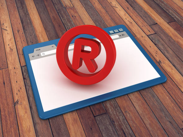 istock Web Browser with Trademark Symbol on Wood Floor Background  - 3D Rendering 1141203513