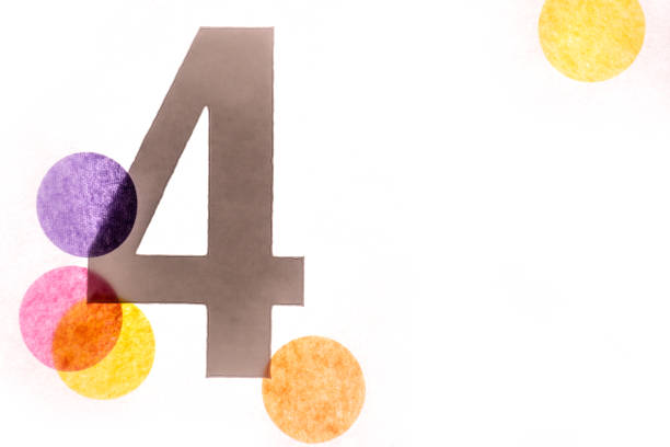 istock 4 number four, graphic black digit and creative typography with colourful wheels, happy birthday 1141205109