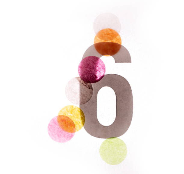 istock 6 number six, graphic black digit and creative typography with colourful wheels, happy birthday 1141205126