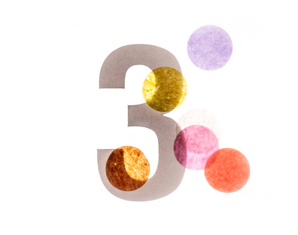 istock 3 number three, graphic black digit and creative typography with colourful wheels, happy birthday 1141205153