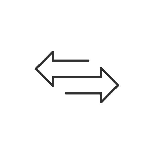 arrow to left and right line icon. isolated on white background. Vector illustration. arrow to left and right line icon. isolated on white background. Vector illustration. Eps 10. right arrow stock illustrations