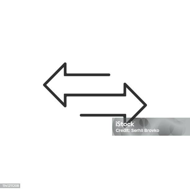 Arrow To Left And Right Line Icon Isolated On White Background Vector Illustration Stock Illustration - Download Image Now