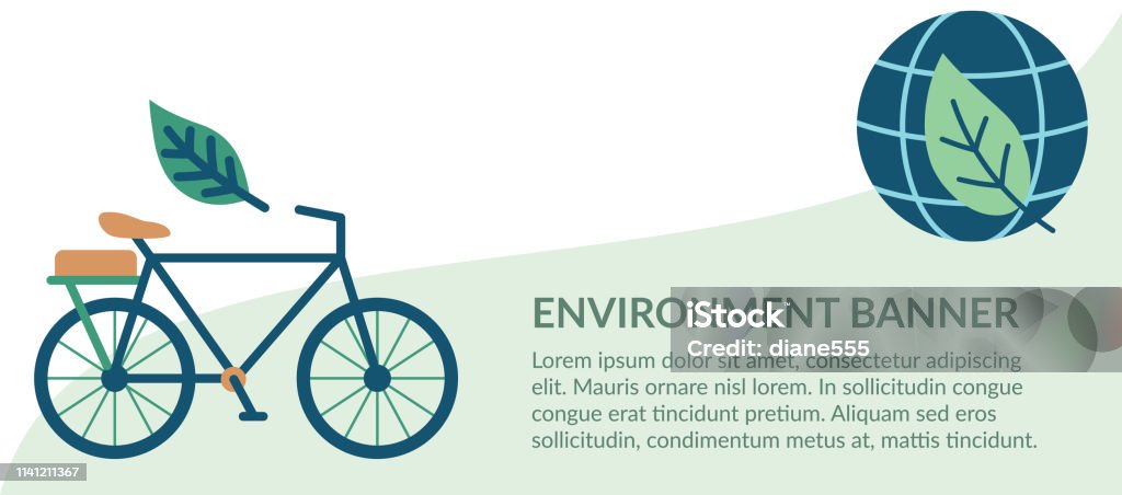 Flat Design Environment Icons Environment banners with flat design icons and room for text. Cycling stock vector