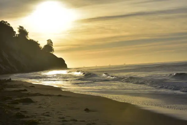 Beautiful coastal shore of santa barbara during a sunrise