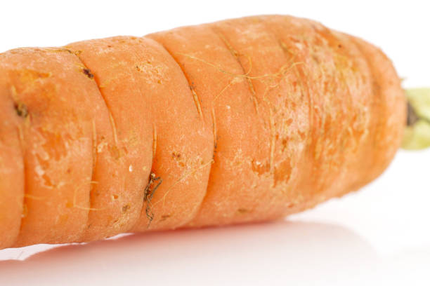 fresh orange carrot isolated on white - carrot isolated white carotene imagens e fotografias de stock