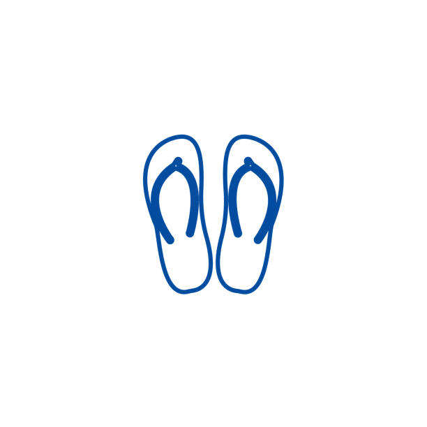 Slippers line icon concept. Slippers flat vector symbol, sign, outline illustration. Slippers line concept icon. Slippers flat vector website sign, outline symbol, illustration. woman feet bed stock illustrations