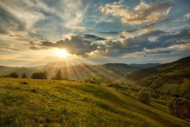 istock Majestic sunset in the mountains landscape. 1141212846