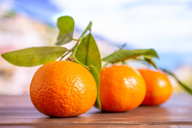 istock Mandarine with a leaf in italy 1141213117