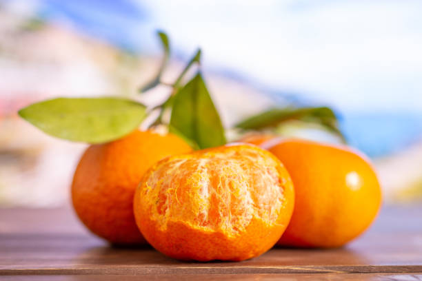 istock Mandarine with a leaf in italy 1141213152