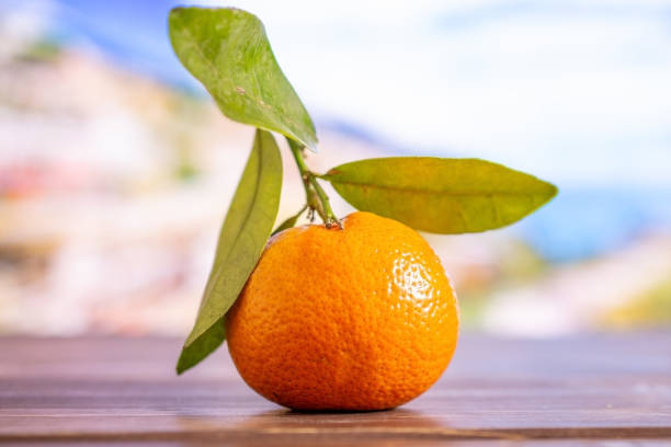 istock Mandarine with a leaf in italy 1141213234