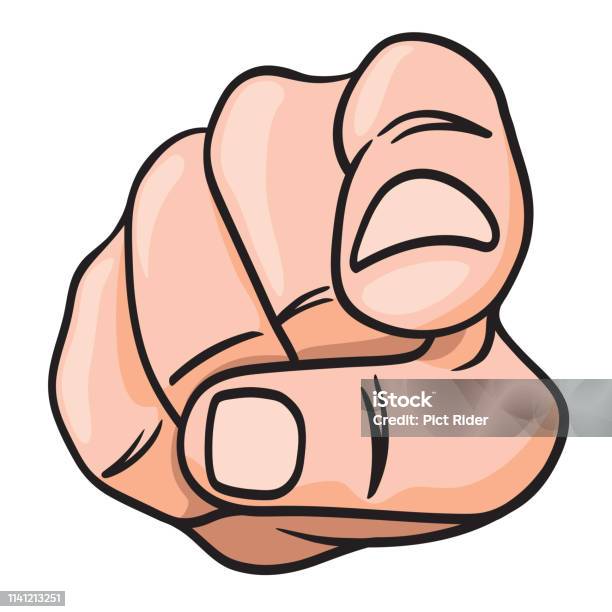 A Handseen Face Pointing At Something Stock Illustration - Download Image Now - Blame, Symbol, Evidence