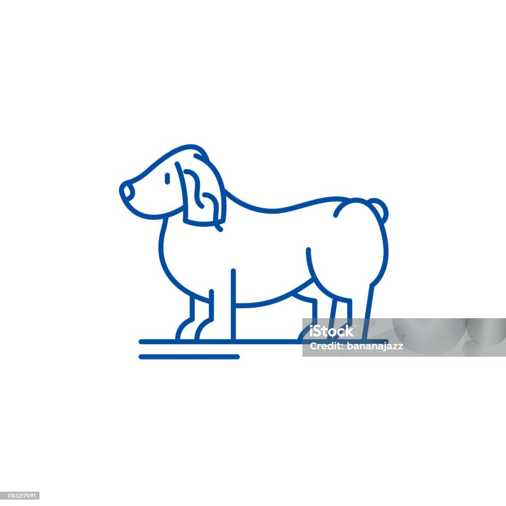 Spaniel line icon concept. Spaniel flat  vector symbol, sign, outline illustration. Spaniel line concept icon. Spaniel flat  vector website sign, outline symbol, illustration. Animal stock vector