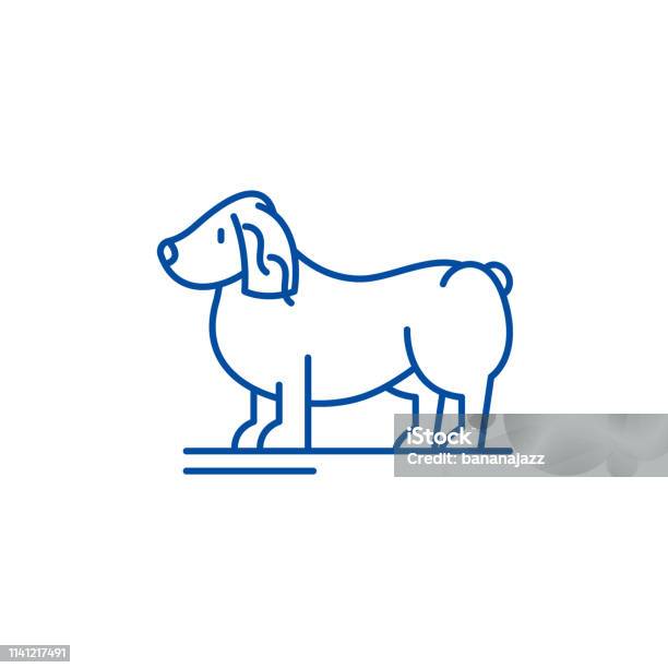 Spaniel Line Icon Concept Spaniel Flat Vector Symbol Sign Outline Illustration Stock Illustration - Download Image Now