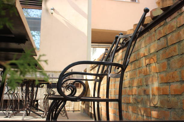 istock Terrace Outdoor Iron Dining Chair 1141217662