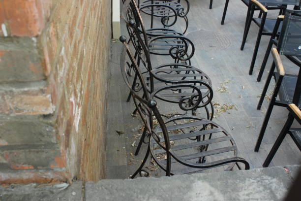 istock Terrace Outdoor Iron Dining Chair 1141217791