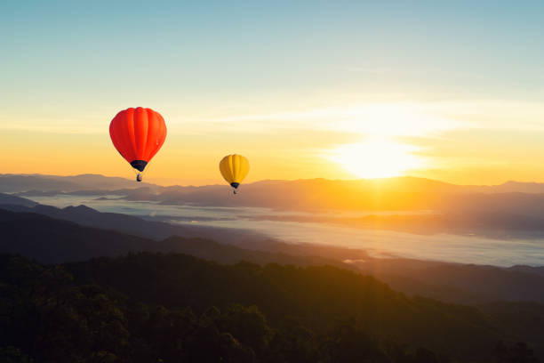 istock Sunset Mountain View has a floating balloon in the sky. 1141217882
