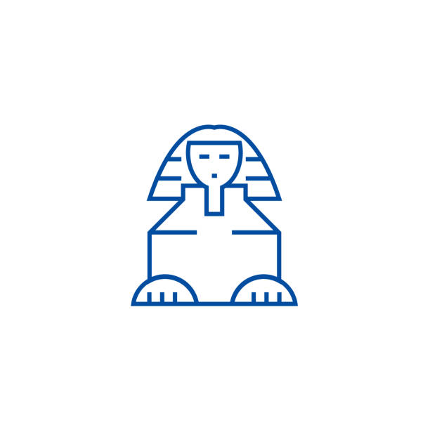 ilustrações, clipart, desenhos animados e ícones de conceito da linha do sphinx ícone. símbolo liso do vetor do sphinx, sinal, ilustração do esboço. - monument tomb awe statue
