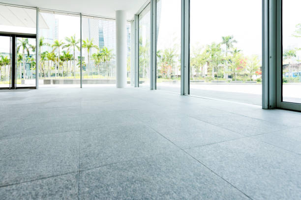 istock Bright lobby in morden office building 1141218129