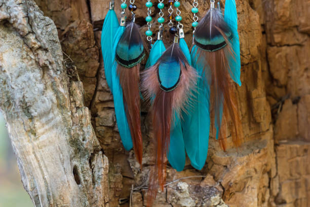 istock Handmade dream catcher with feathers threads and beads rope hanging 1141219305