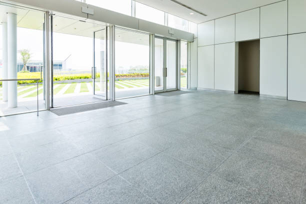 istock Bright lobby in morden office building 1141219600