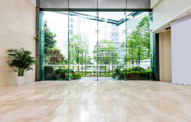 istock Glass wall of modern office building 1141219861