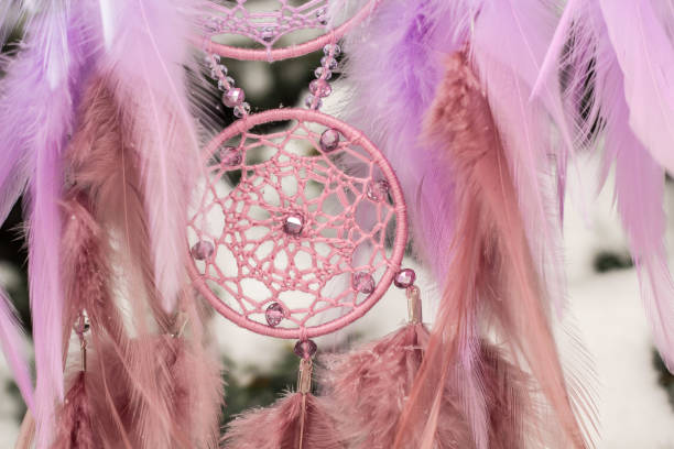 istock Handmade dream catcher with feathers threads and beads rope hanging 1141219885