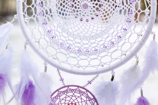 Handmade dream catcher with feathers threads and beads rope hanging