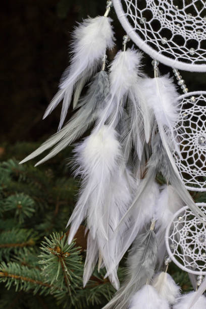 istock Handmade dream catcher with feathers threads and beads rope hanging 1141220341