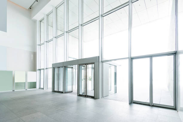 istock Bright lobby in morden office building 1141221327