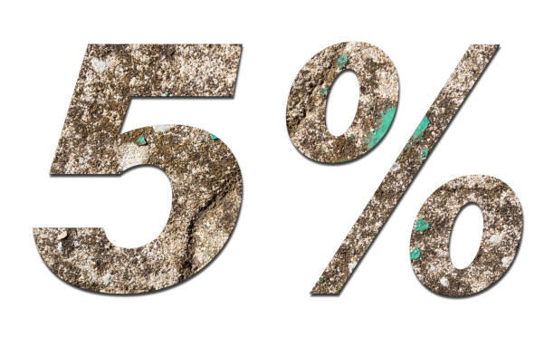 istock 5 percent with old concrete wall on white background 1141224150