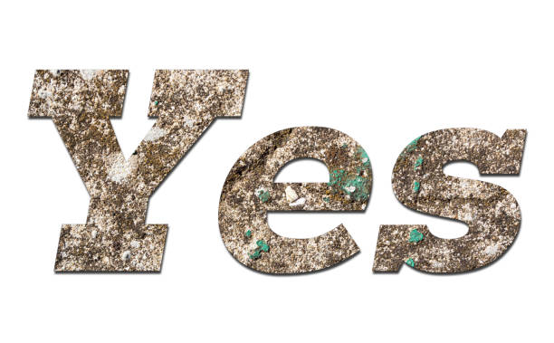 istock Yes word with old concrete wall on white background 1141224242