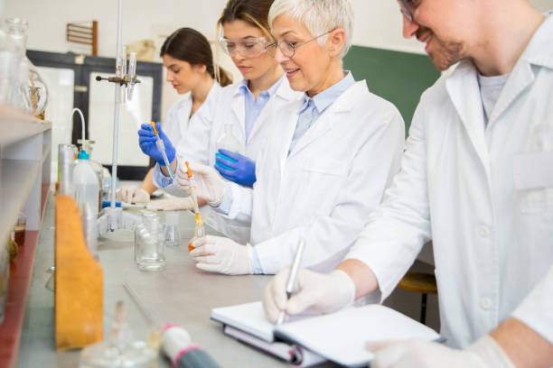 istock Students of chemistry working in laboratory 1141225271