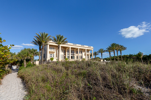 Siesta Key, FL - March 28, 2019: Siesta Key mansion and setting for MTV reality show Siesta Key. It is owned by the show