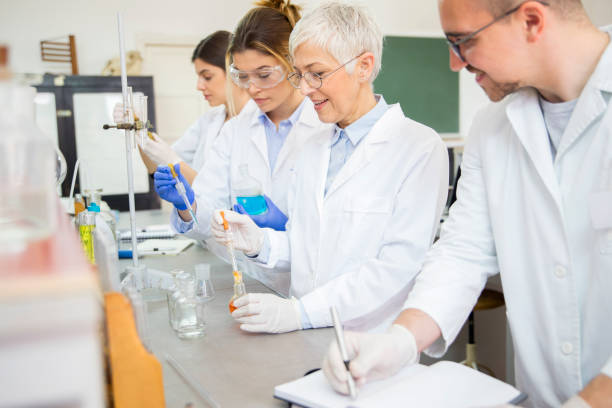 istock Students of chemistry working in laboratory 1141226426